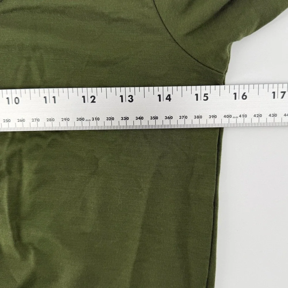 American Giant Olive Green Flex Fit & Flare Midi Dress Womens Size M USA Made - Picture 9 of 12